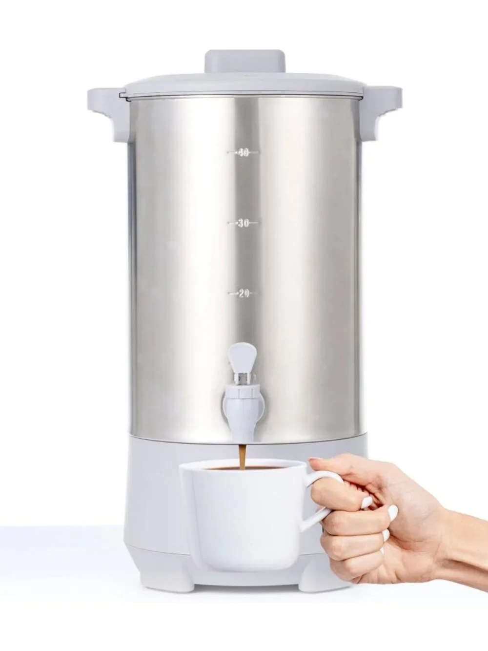 Commercial Grade 45-Cup Coffee Urn - Stainless Steel Percolator, Easy Clean, Hot